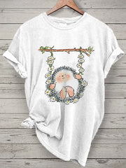 Kurzarm-T-Shirt mit Niedlichem Igel druck für Frauen