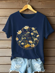 Frauen Blumen druck Kurzarm T-Shirt