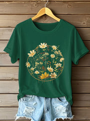 Frauen Blumen druck Kurzarm T-Shirt