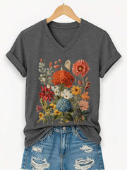 Frauen Blumen druck Kurzarm T-Shirt