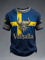 Herren T-Shirt im schwedischen Viking-Stil Val halla bedruckt