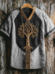 Herren-Viking-Shirt mit V-Ausschnitt und Print