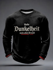 Herren-Druck-Waffelhemd mit dem Motiv „Hello Darkness My Old Friend“
