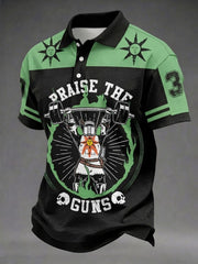 Herren-Praise-The-Guns-Fitness-Druckhemd