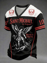 Herren-Archetyp-Print-T-Shirt mit V-Ausschnitt