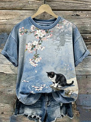 Damen-T-Shirt mit süßem Katzen druck