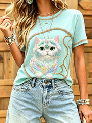 Damen-T-Shirts mit Katzenmuster