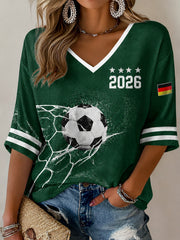 Damen-Fußballfan-Graphic-Waffel-T-Shirt in Deutschland