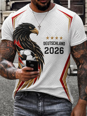 Herren-T-Shirt mit deutschem Fußballfan-Print und kurzen Ärmeln