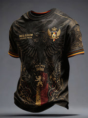 Herren-T-Shirt mit aufgedrucktem Kunstmotiv zum belgischen Fußball und Stolz
