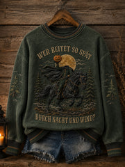 Damen-Sweatshirt mit dem Aufdruck „WER REITET SO SPÄT DURCH NACHT UND WIND“ für Halloween