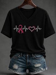 Damen-T-Shirt mit Kurzärmeln zum Thema Brustkrebs
