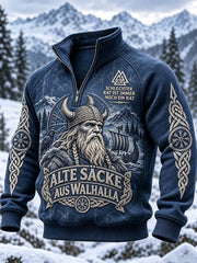 Herren-Sweatshirt im Wikinger-Stil mit durchgehendem Reißverschluss
