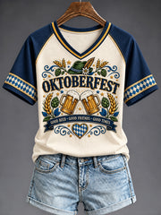 Oktoberfest-T-Shirt für Damen mit V-Ausschnitt