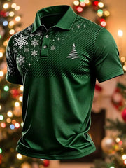 Kurzarm-Top mit Weihnachtsbaum-Kunstdruck für Herren