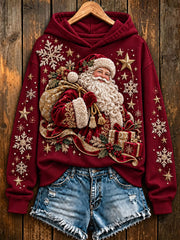 Weihnachts-Winter-Sweatshirt für Damen mit Weihnachtsmann-Design, reguläre Passform