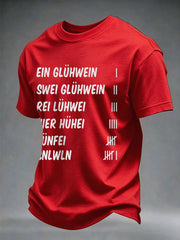 Herren-T-Shirt mit Glühwein-Print und kurzen Ärmeln