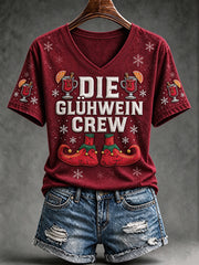 Weihnachts-T-Shirt für Damen mit kurzem Ärmel und Print