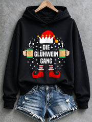 Weihnachts-Kapuzenpullover für Damen mit Muster, lässig
