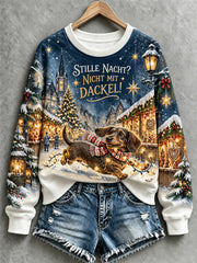Weihnachtlicher Damen-Sweatshirt mit Dackelmotiv