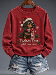 Weihnachtlicher, witziger Damen-Sweatshirt mit Tiermotiv