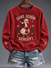Weihnachtlicher, witziger Damen-Sweatshirt mit Tiermotiv