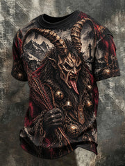 Kurzarm-T-Shirt mit Krampuslauf-Print für Herren