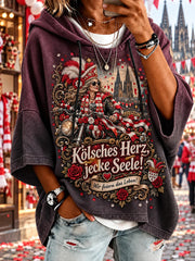 Frauen-Hoodie mit lustigem Slogan-Print und kurzen Ärmeln