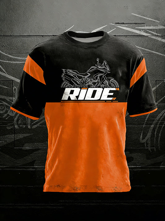 Motocross-Print-T-Shirt für Männer mit kurzen Ärmeln