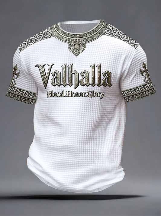 Herren Swedish Viking-Style Val halla Bedrucktes Waffel-T-Shirt