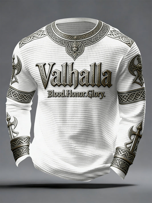 Herren Walhalla-Waffel oberteil im Viking-Stil