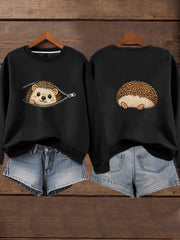 Damen Sweatshirt mit süßem Igel druck