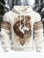 Herren Vintage Viking Giant Wolf Totem Herren Flanell Kapuzen pullover