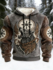 Herren Viking Giant Wolf & Vegvisir Totem Flanell mit Kapuze Sweat shir