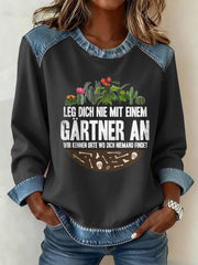 Damen Garten Denim Patchwork Top