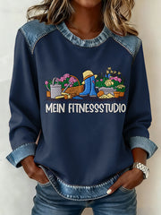 Damen Garten Denim Patchwork Top