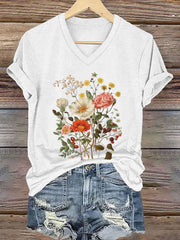Frauen Blumen druck Kurzarm T-Shirt