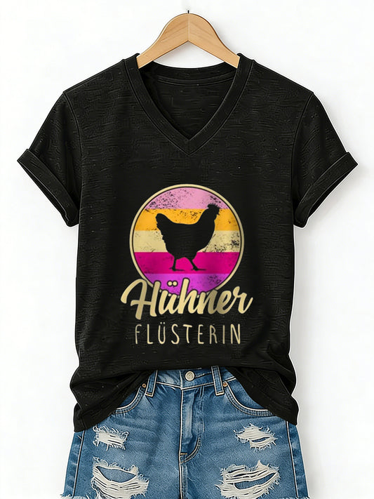 Damen-T-Shirt Hühner flusterin Damen Bi Kurzarm