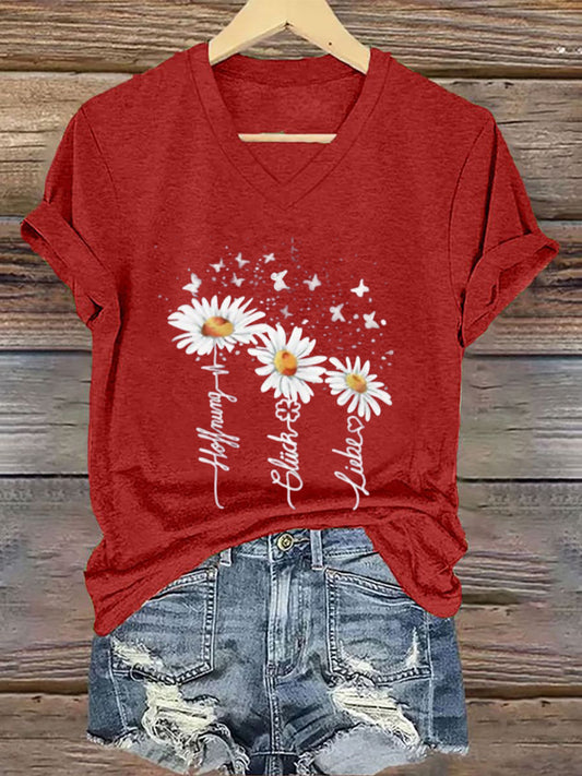 Frauen Hoffnung Glück Liebe Print Kurzarm T-Shirt