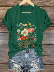 Frauen Blumen druck Kurzarm T-Shirt