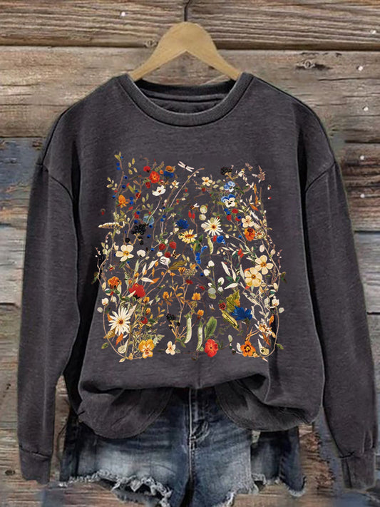 Damen Sweatshirt mit Blumen druck