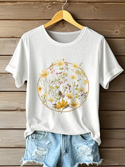 Frauen Blumen druck Kurzarm T-Shirt