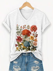 Frauen Blumen druck Kurzarm T-Shirt
