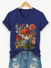 Frauen Blumen druck Kurzarm T-Shirt
