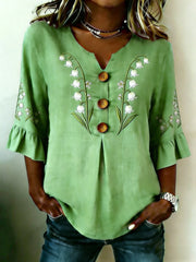 Damen Muguet Freizeit Leinen hemd