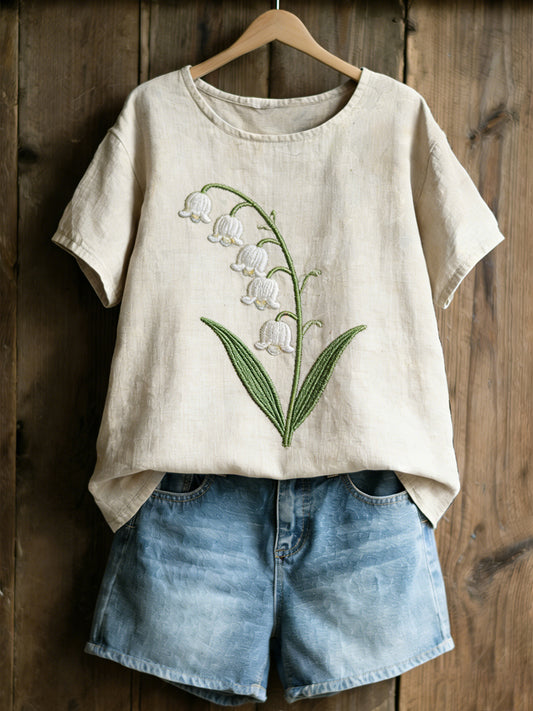 Damen Muguet Freizeit Leinen hemd