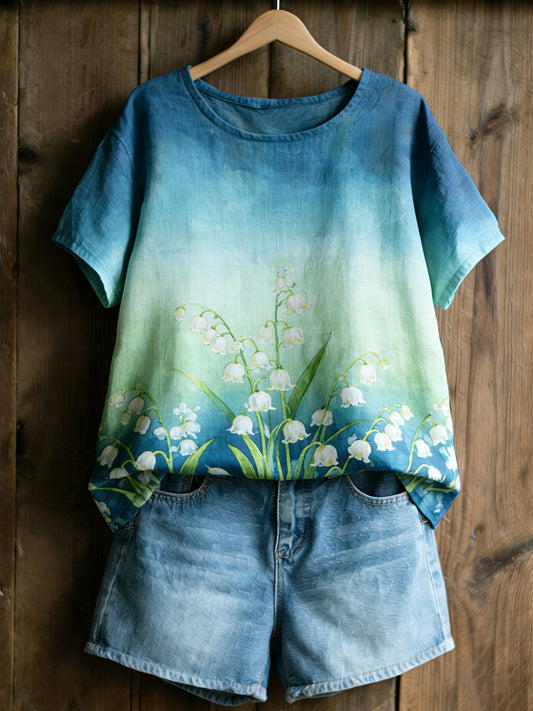 Damen Muguet Freizeit Leinen hemd