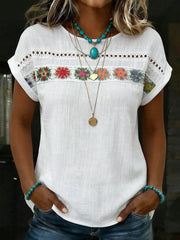 Frauen lässiges elegantes reines Farb-O-Ausschnitt-Shirt