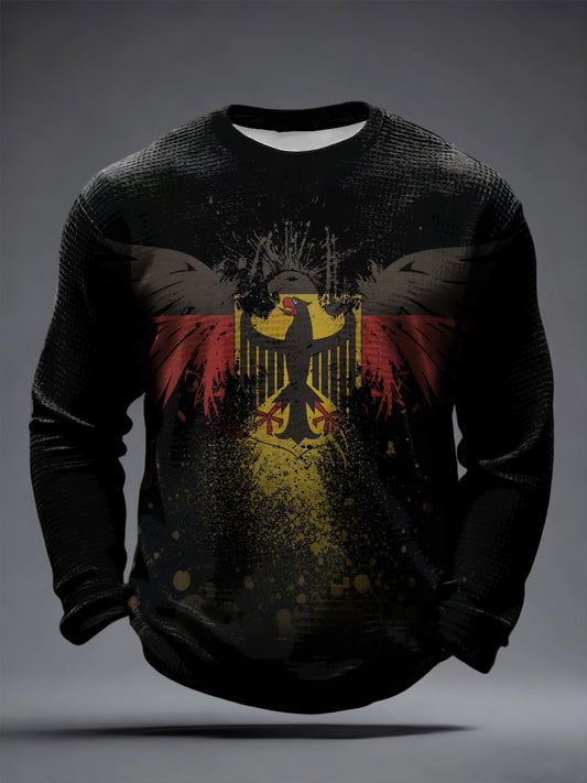 Männer Deutsch Adler Print Waffel Langarm T-Shirt
