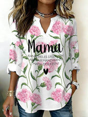 Damen-Omamal-Tages-Druck-Leinenhemd